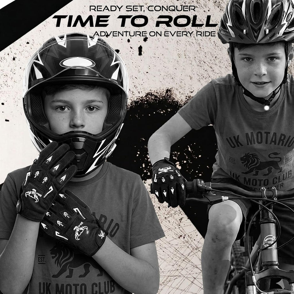 BEAST RAGE Youth Motocross Gloves – Motocross & BMX for Dirt Bike & Riders | Boys &Girls Gear | Non-Slip Grip, Breathable Lightweight for Youth Training Cycling Gloves