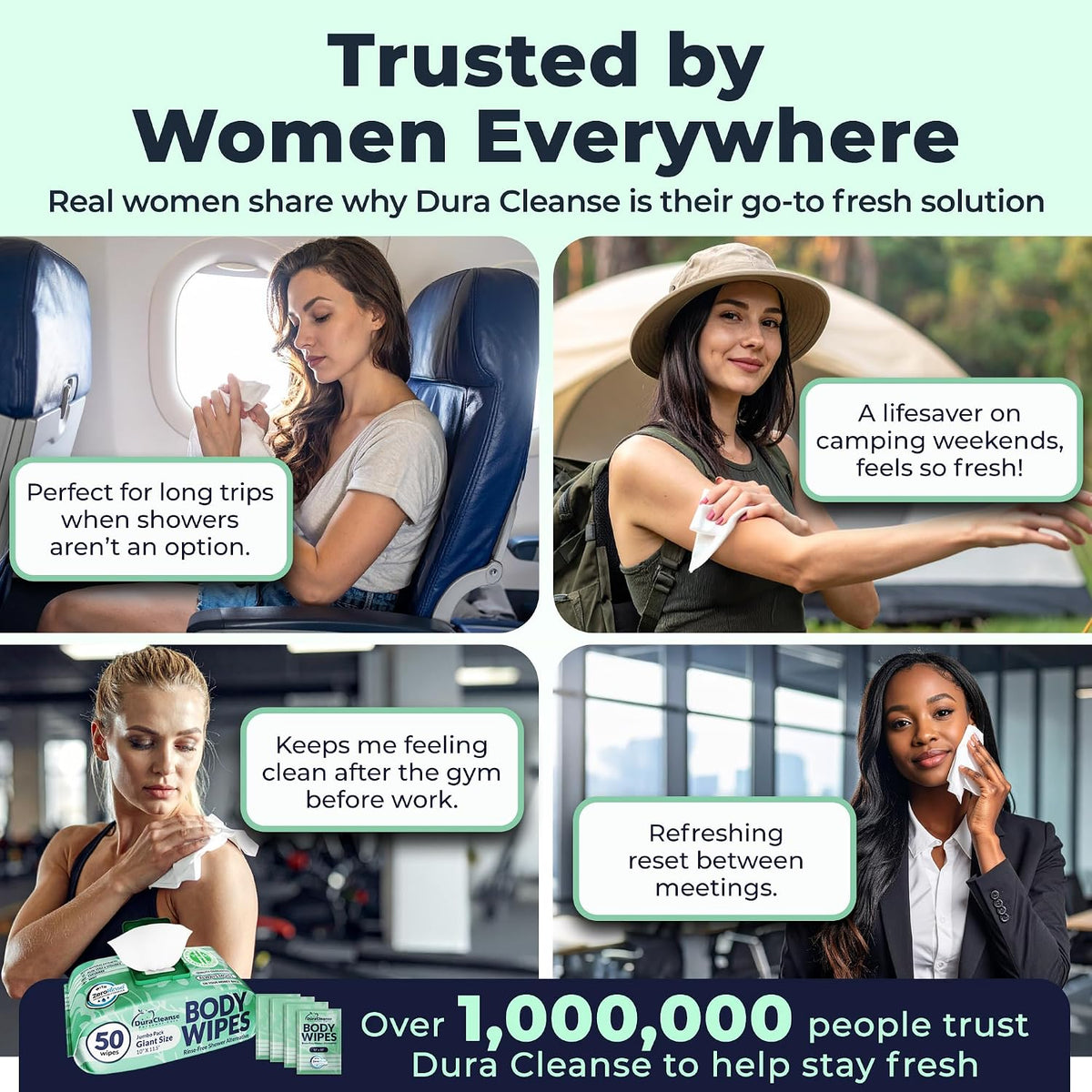 Bulk Body Wipes for Women - Gentle - No Rinse XL Cleansing Wipes - 200 Ct