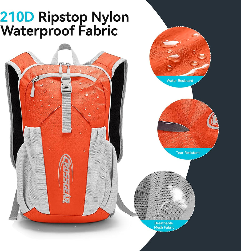 CROSS GEAR 16L Foldable Hiking Backpack, RFID Protection, Lightweight Waterproof Daypack, Packable Backpacks for Women Men, Small Hiking Daypack for Camping Travel Outdoor, Orange