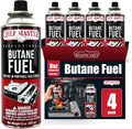 Chef Master Butane Fuel Canister, Camp Stove & Torch Refill, 8 oz, 4-Pack