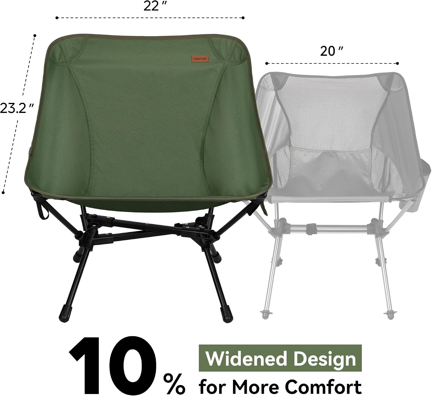 TOBTOS Ultralight Camping Chair, Portable Folding Chair Support 330 lbs, Compact Backpacking Chair with Carry Bag for Hiking Travel (Green)