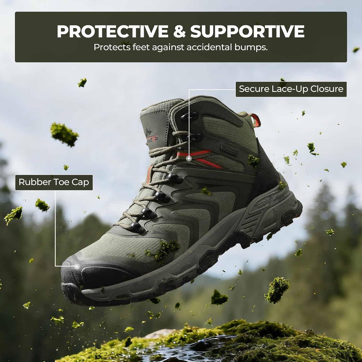 NORTIV 8 Men's Waterproof PRO Hiking Boots Outdoor Lightweight Non-Slip Arch Support Trekking Camping Ankle Boots Armadillo Update