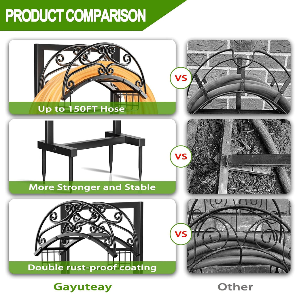 Gayuteay Garden Water Hose Holder with Storage Basket for Outside
