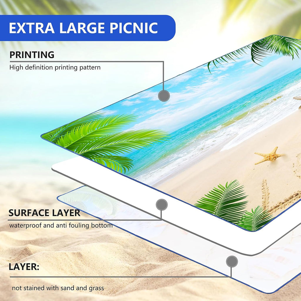 DanCoom Picnic Blanket, Foldable Waterproof Sand Mat, Extra Large Picnic Blanket Outdoor Picnic Mat Beach Blanket for Park Grass Camping Hiking Travel Family Concerts