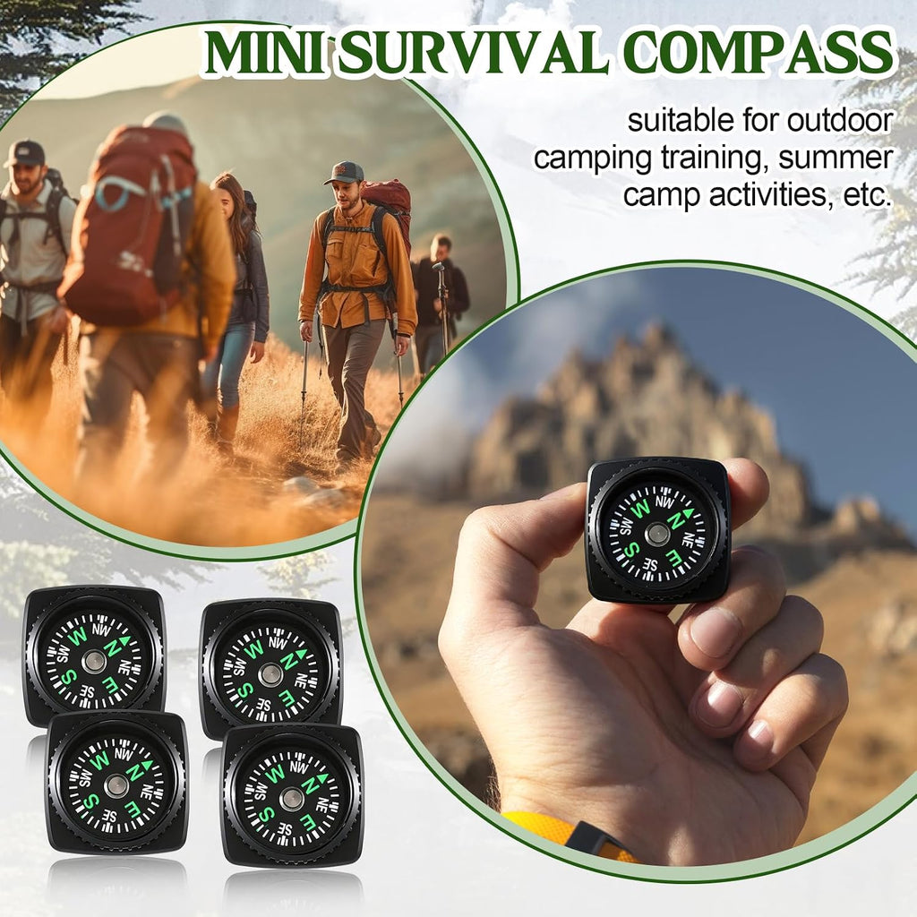 Tallew 50 Pcs Slip-on Wrist Compass Bulk Hard Shell Liquid Filled Mini Small Button Compass Survival Paracord Bracelet Camping Outdoor Activities Accessory 20mm for Hiking Activities