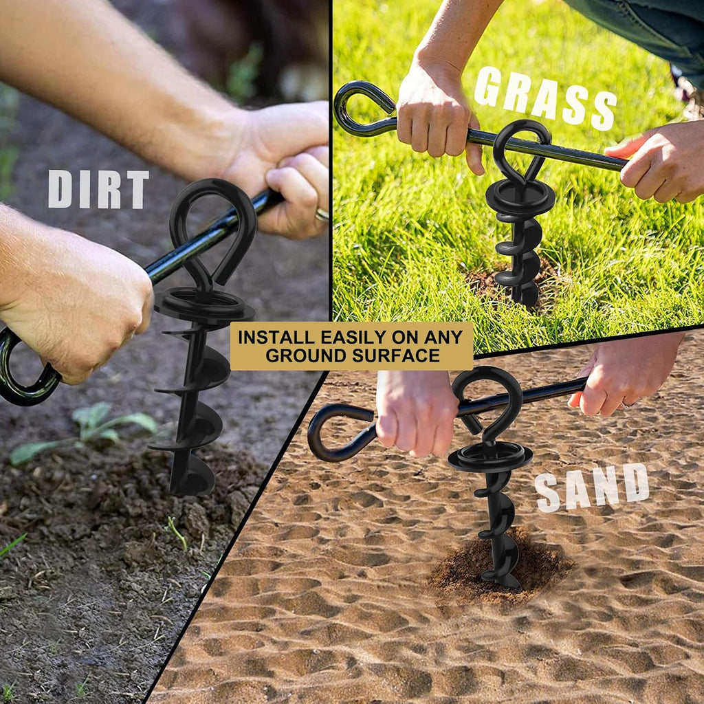 Eurmax USA 2-Pack Heavy Duty Dog Tie Out Stake, No-Tangle In Ground Anchor Runner for Large Dogs up to 210 Lbs - Perfect for Yard, Beach and Camping (Medium,Orange)