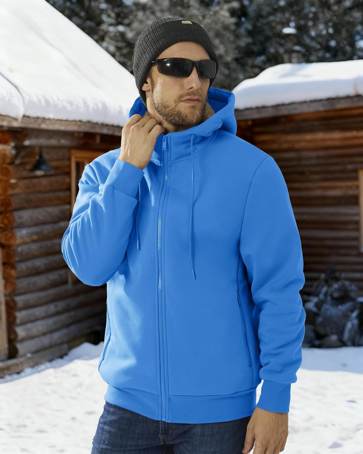 Boladeci Men's Sherpa Fleece Lined Hoodie Zip Up Heavyweight Winter Jacket