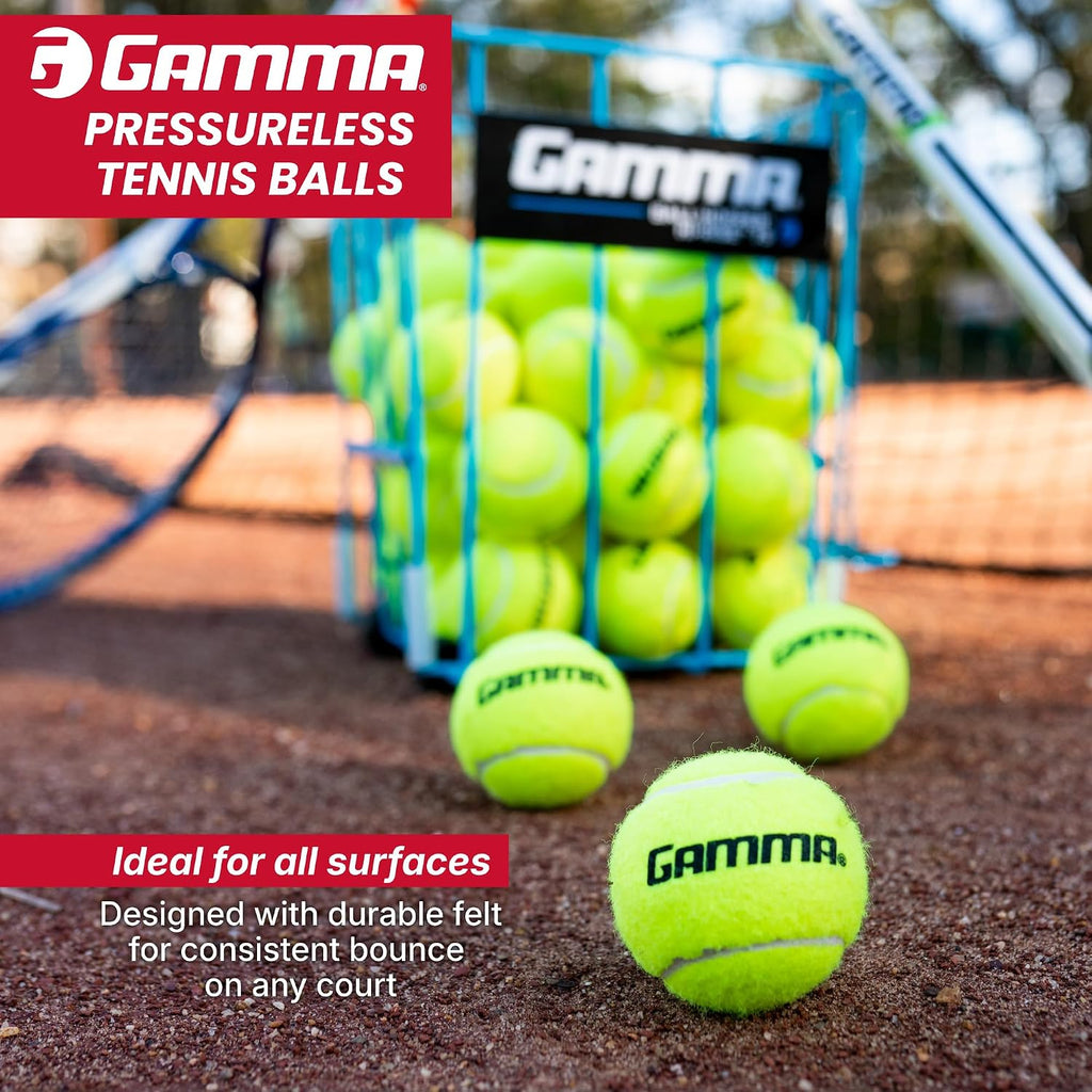 Gamma Sports Pressureless Tennis Balls Box - Ideal for Practice, Teaching, and Training with High-Visbility Felt - Indoor and Outdoor Court Play - 48 and 75 Pack Sizes