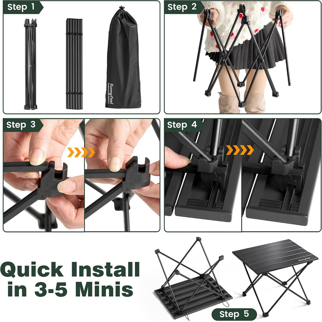 SUNNYFEEL Small Camping Table - Ultralight Portable Folding Table