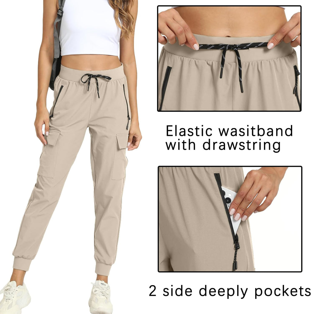 Womens Cargo Hiking Pants with 4 Pockets Lightweight Water Resistant
