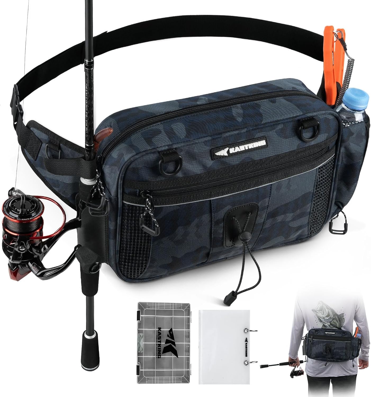 KastKing BaitSpace Waist Bag, Fishing Fanny Pack with Rod Holder