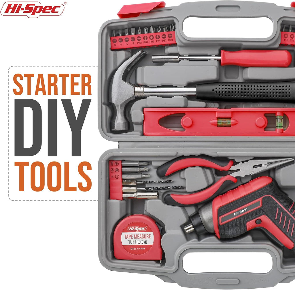Hi-Spec 3.6V USB Electric Screwdriver for Home Repairs and Assembly, Red