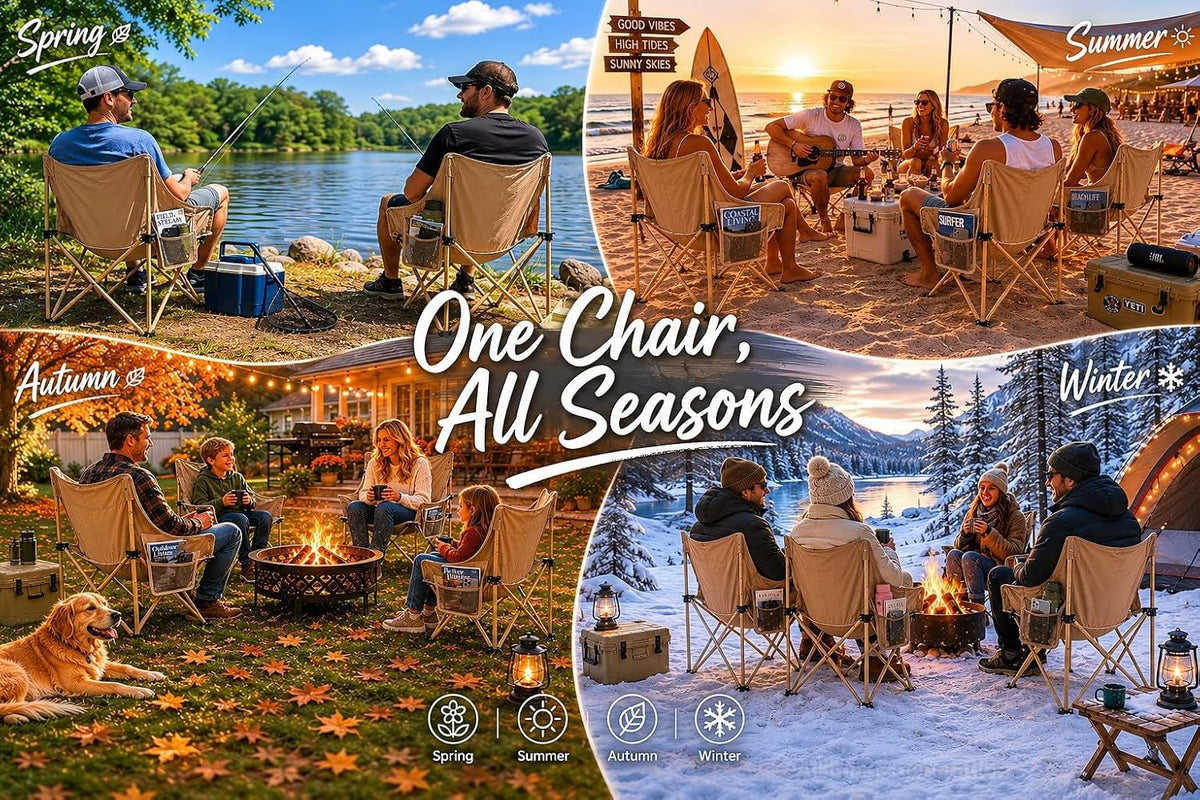 ELangod Folding Camping Chair Set, 2 Pack Portable Outdoor Chairs