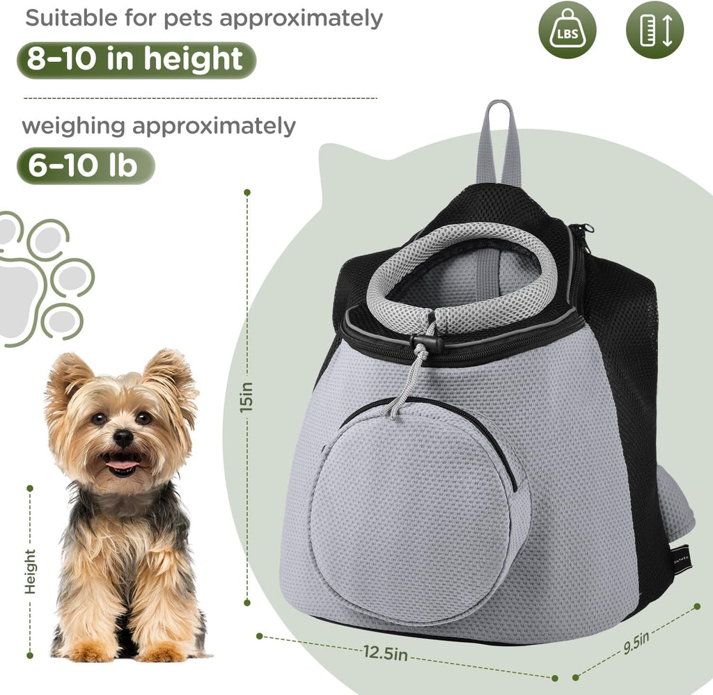BONTHEE Pet Dog Backpack Carrier Small Pet Front Backpack,Ventilated Mesh Dog Travel Back Pack with Sturdy PE Bottom Support, Chest Buckle for Small Dogs & Cats, Outdoor Hiking for Pets Up to 10 lbs