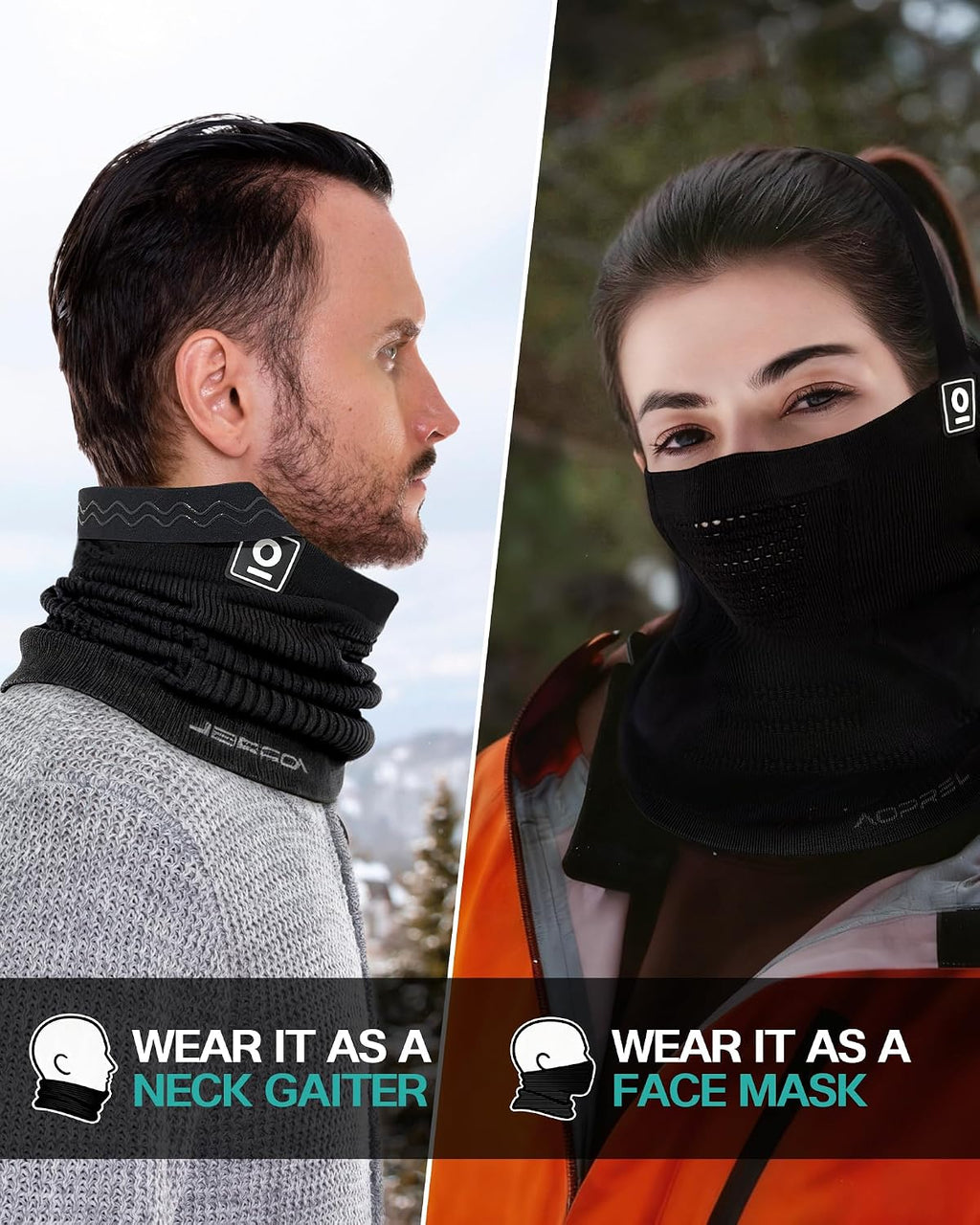 AOPREL Winter Neck Gaiter Breathable Neck Warmer Windproof Half-Face Mask