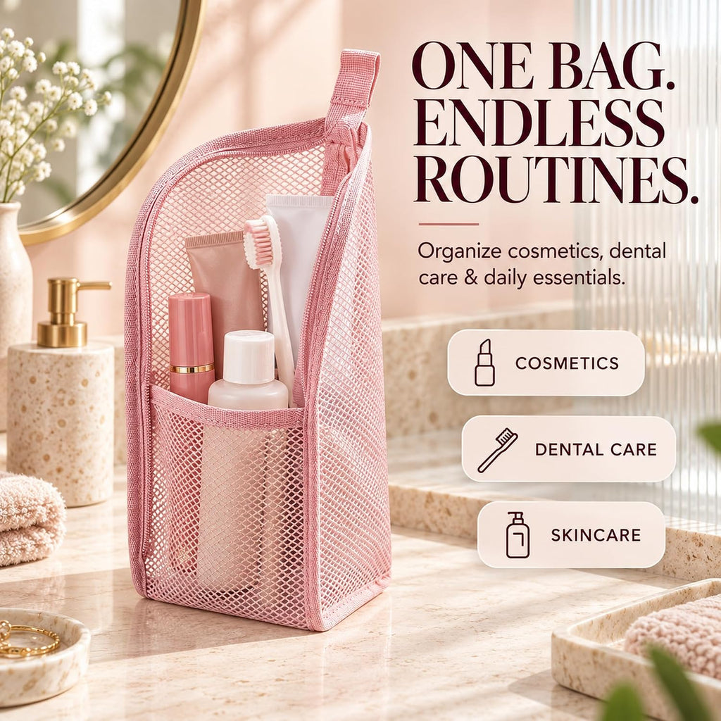 Upgrade Portable Lightweight Travel Toiletry Bag, 2026 New Standing Toiletry Bag EVA Large Capacity Mesh Travel Storage Bag, Foldable Hanging Makeup Bag Cosmetic Organiser Storage (2, Black)
