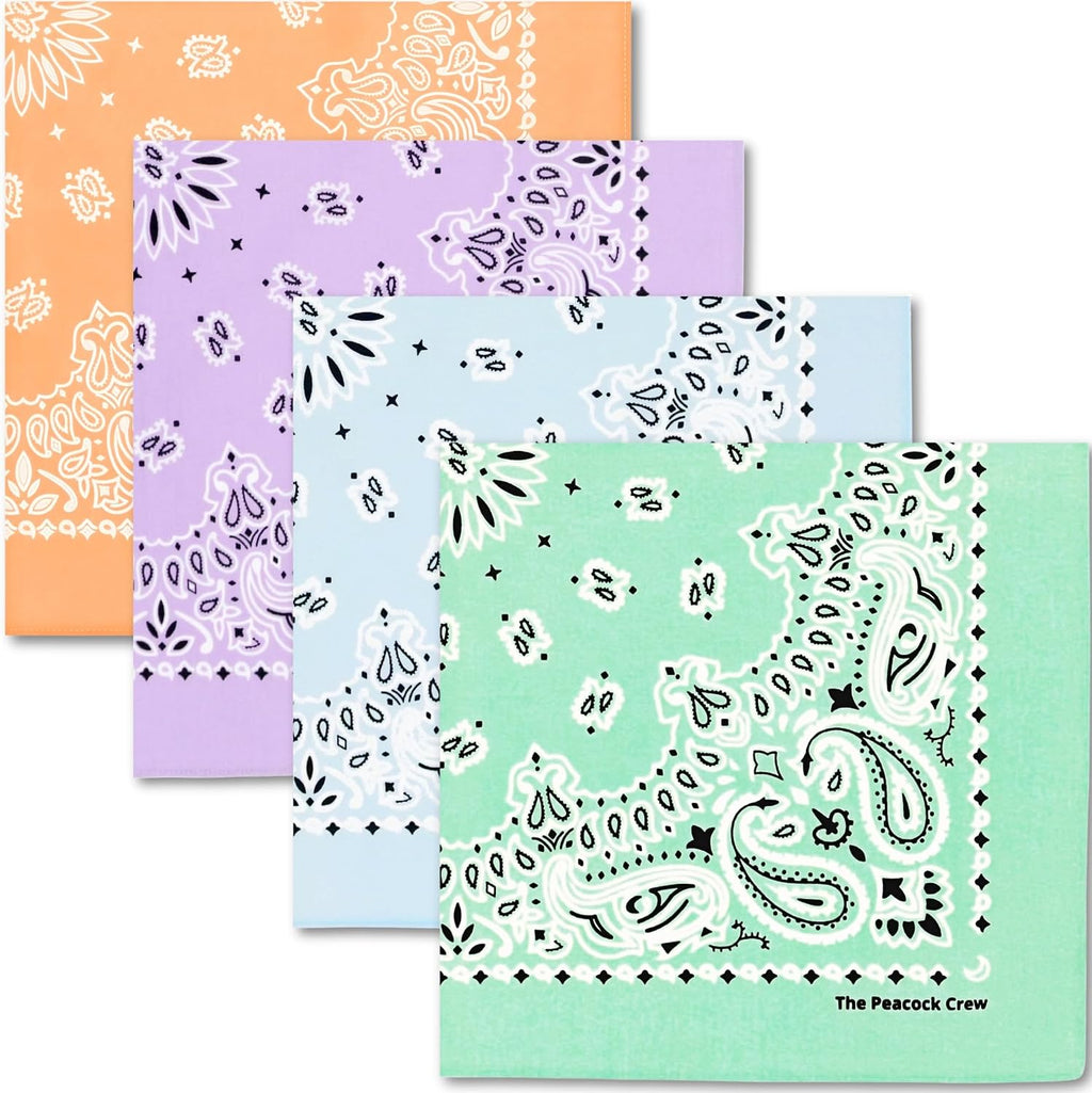 The Peacock Crew Premium Soft Cotton Bandanas Pack for Men and Women Paisley 22 x 22 inches