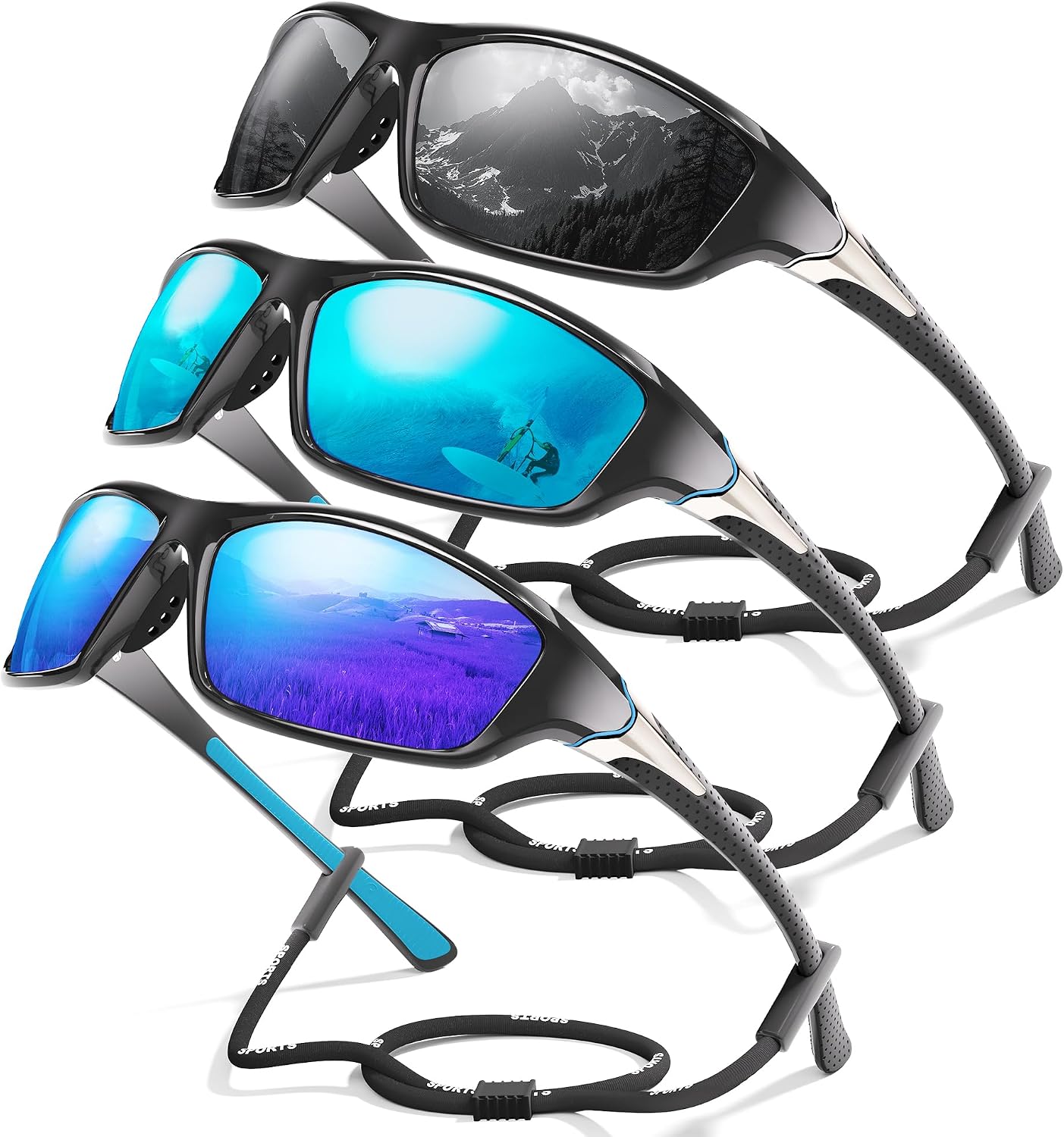 Polarized Sports Wrap Around Sunglasses Men Fishing Running Golf