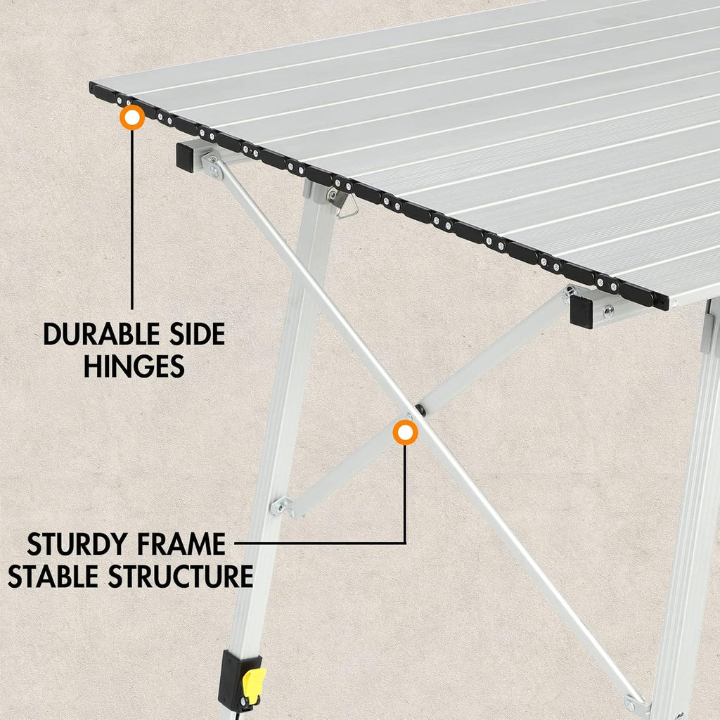 Portal Folding Camping Table, 132 LBS Outdoor Table with Adjustable Legs