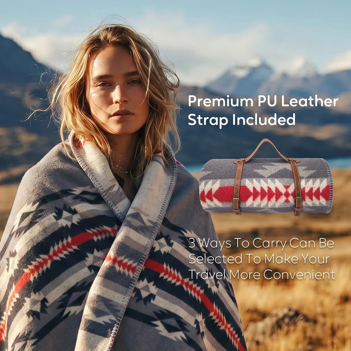 Molithe 100% Wool Blanket, 62" x 86", Warm, Thick, Military, Camping Gear