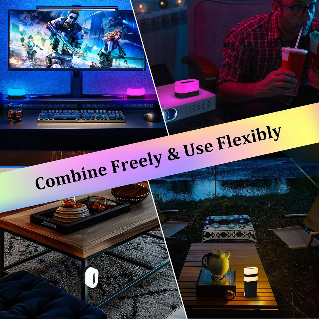 TRELC Portable Night Light Cordless Rechargeable, Innovative Magnetic Split Night Lamp & 6000mA Power Bank 2-in-1, Christmas Atmosphere Light, 11 Colors Mini Mood Lights for Bedroom, Bar, Party