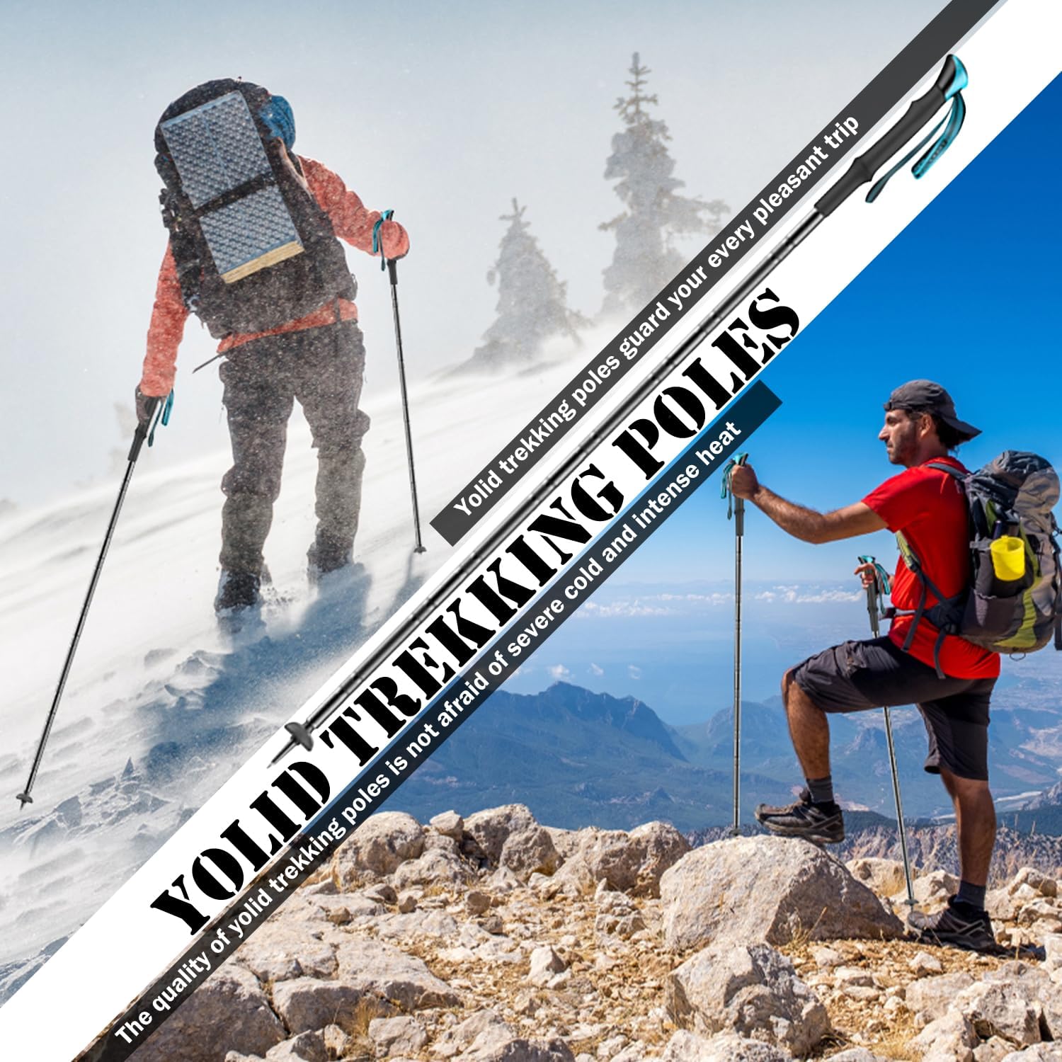 Multi-Functional Walking Stick, Prime 15-in-1 Hiking Poles, Adjustable Multipurpose Hiking Stick for Men Women Outdoor Adventure Trekking Camping