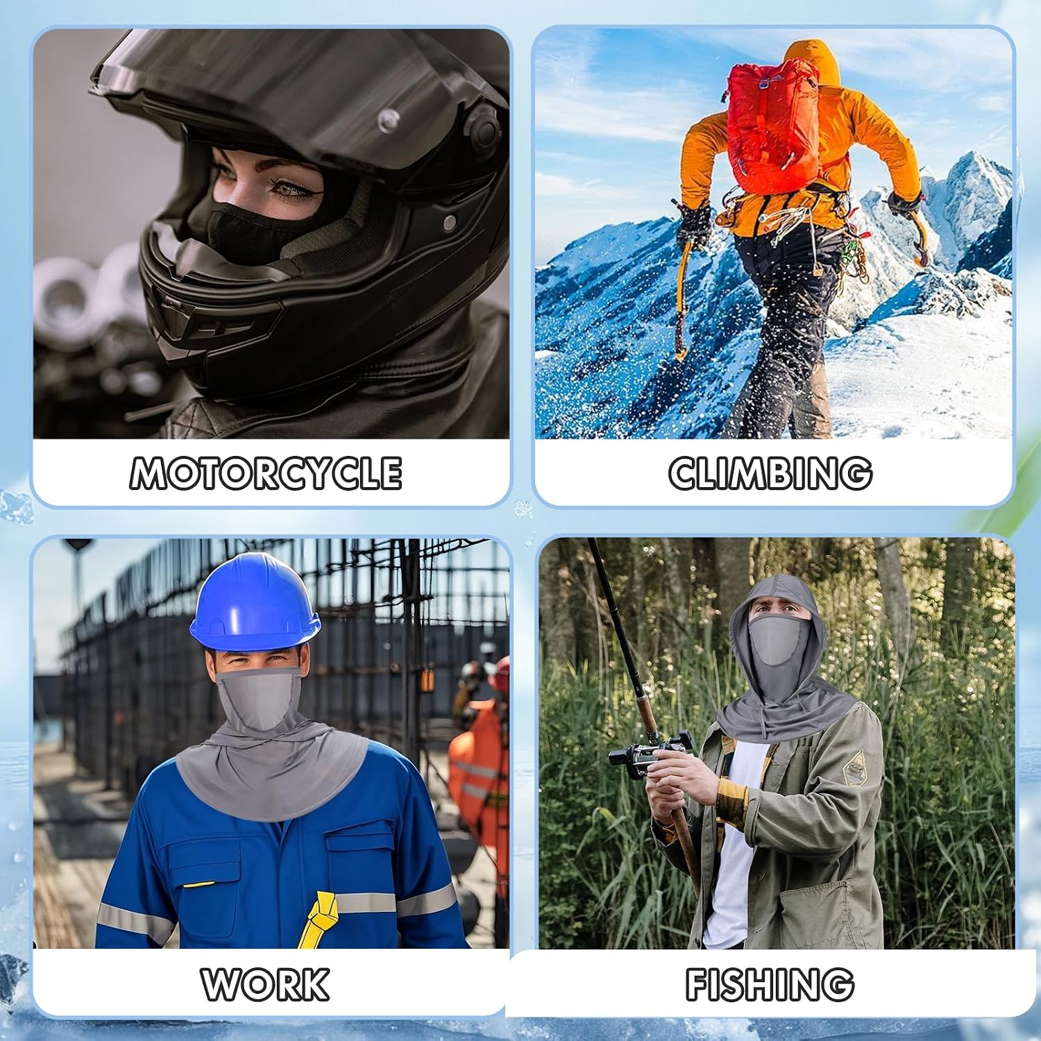 3 Pack Balaclava Sun UV Protection Hood Breathable Full Head Mask Face Cover for Men Women Motorcycle Cycling Fishing