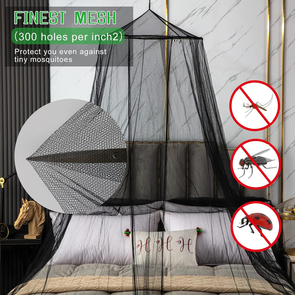Mosquito Net Bed Canopy for Girls Black Bed Curtains Tent Twin Queen Size