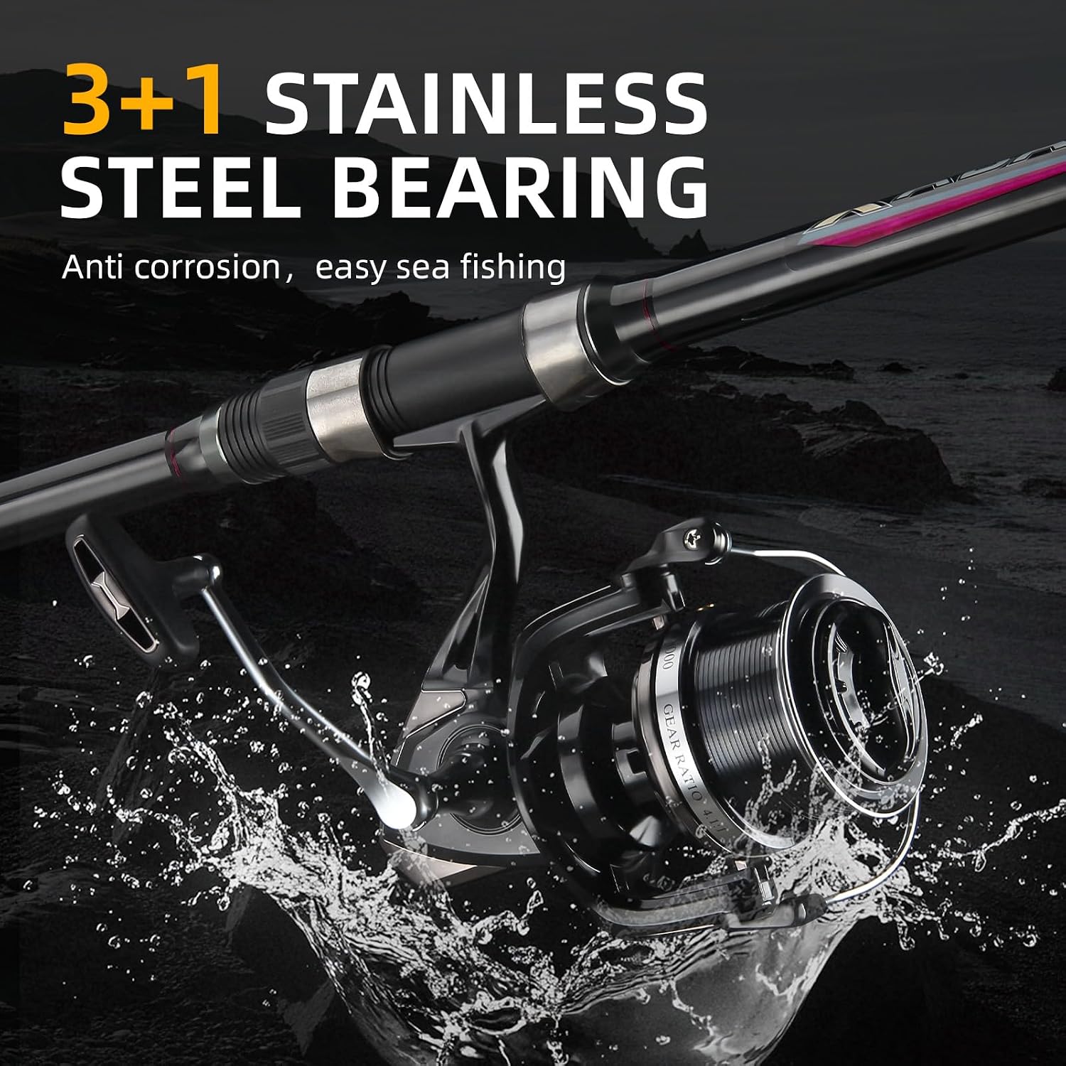 Big Game Surf Spinning Fishing Reel, 44Lbs Max Drag Saltwater Fishing Reels
