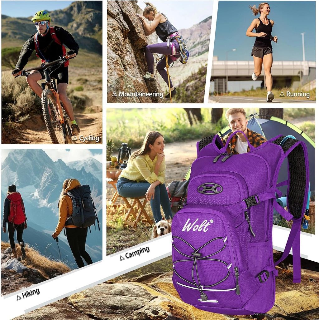 WOLT Hydration Backpack 18L Hiking Water Backpack with 2L Water Bladder for Men Women, Hydration Pack for Running Cycling Biking and Climbing