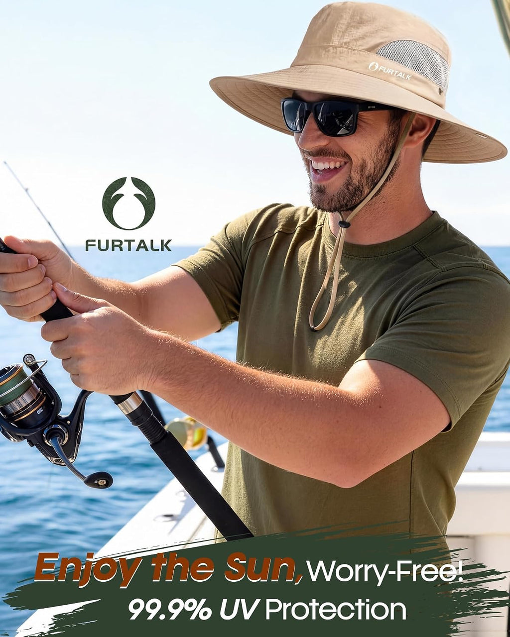 FURTALK Mens Bucket Sun Hat UPF Protection Wide Brim Breathable Fishing Hat