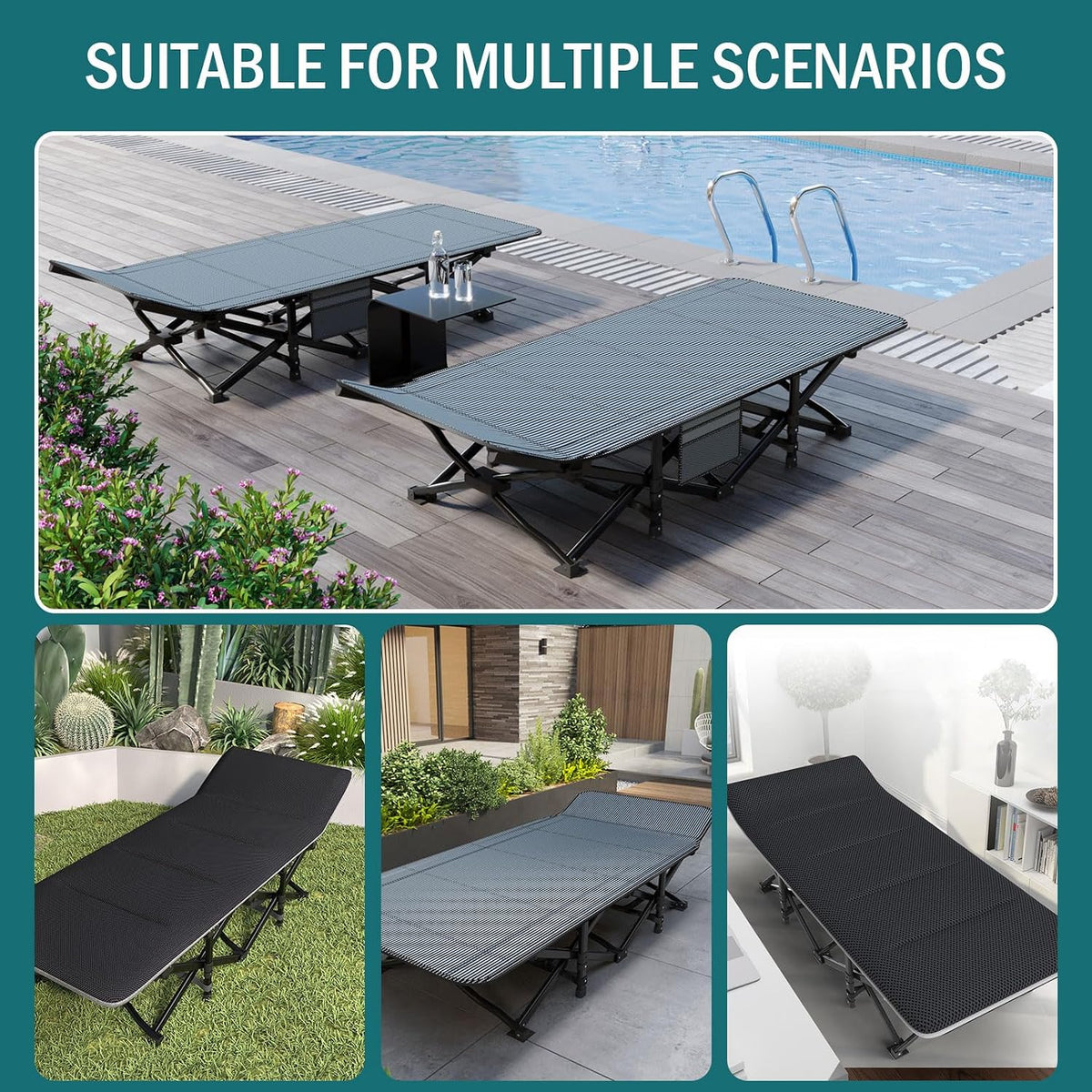 Mopaicot Camping Cot for Adults, Folding Bed with Comfortable Cushion