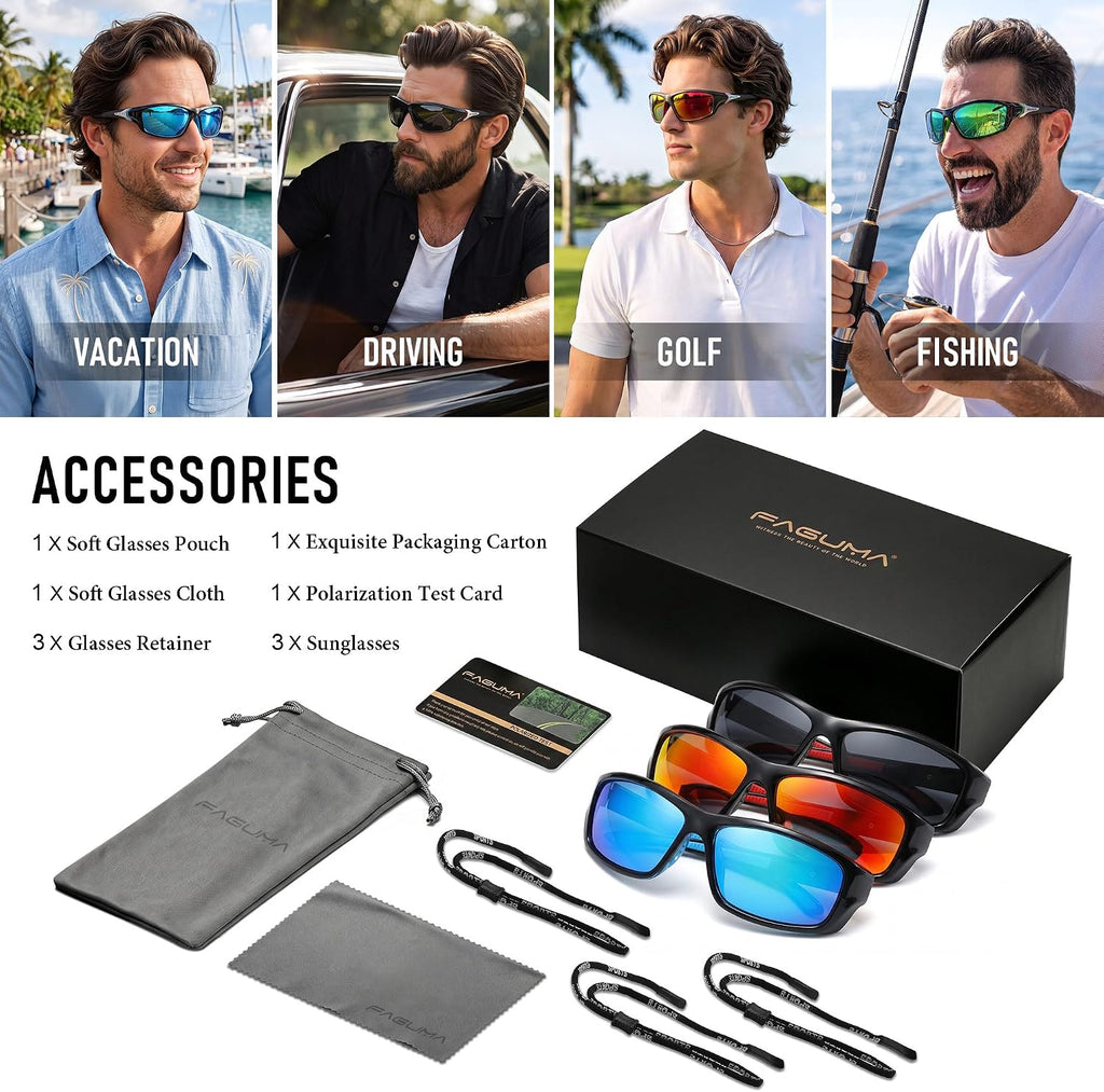 FAGUMA Sports Polarized Sunglasses For Men UV400 Protection