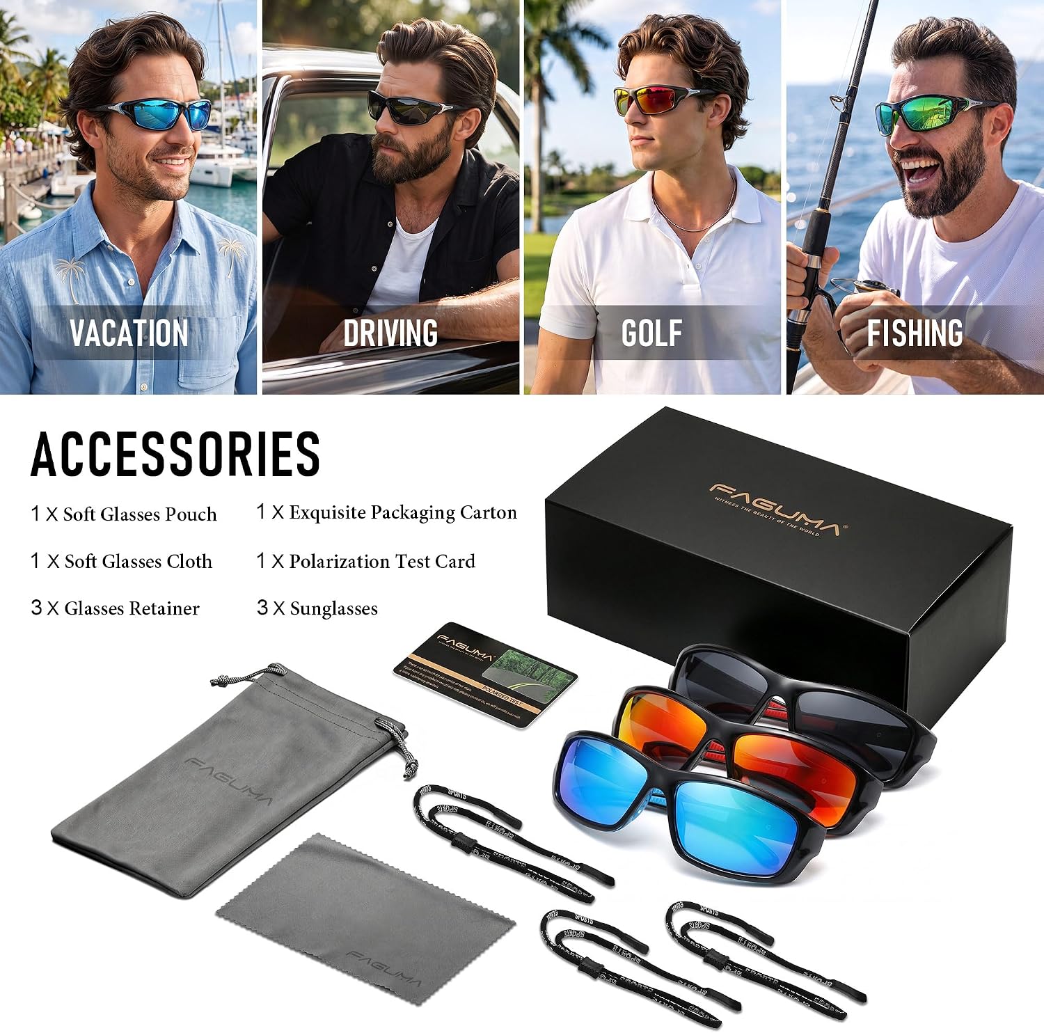 FAGUMA Sports Polarized Sunglasses For Men UV400 Protection