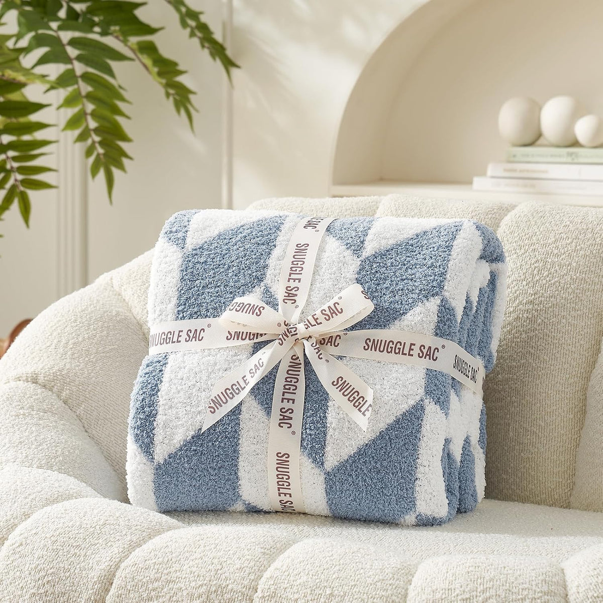 Snuggle Sac Chevron Throw Blanket for Couch, Reversible Super Soft Warm Blankets Cozy Knit Fuzzy Plush Lightweight Throws for Sofa, Bed, Camping,Grey,50x60 inches