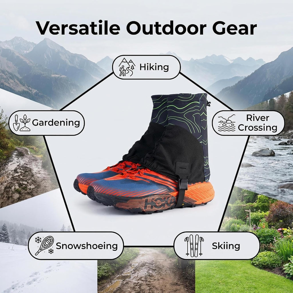 Sandproof Shoe Covers,Waterproof, Breathable, Gaiters Protect Against Mud, Sand, Rain, Snow, Light and Adjustable,Short for Men and Women, for Camping, Fishing, Hiking, Mountain Climbing