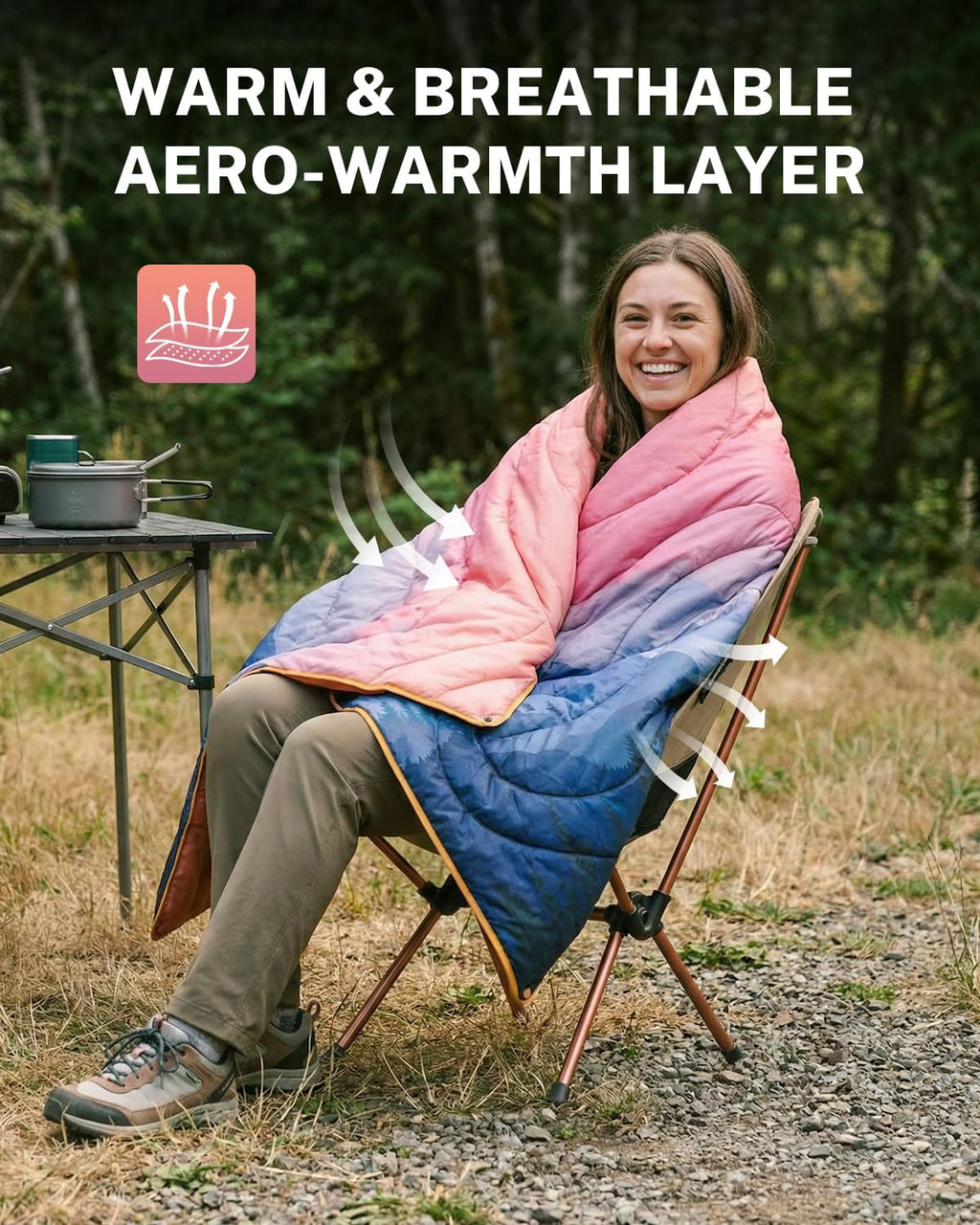Gonex Camping Blanket, Packable Wearable Puffy Outdoor Blanket