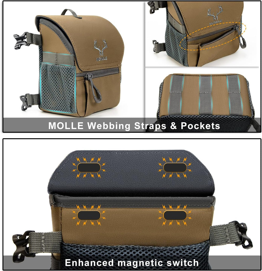 MOXULE Binocular Harness Chest Pack: Bino Case, Magnetic Lid, Rain Cover