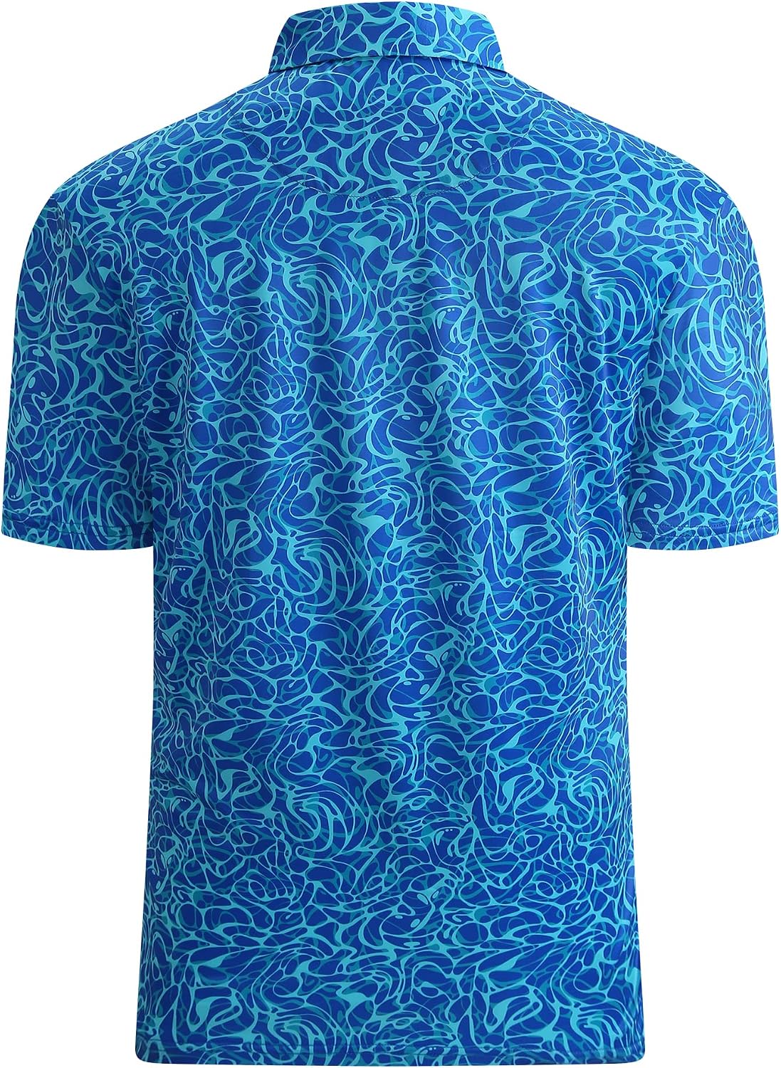 Damipow Golf Shirts for Men Dry Fit Short Sleeve Print Collared Polo Shirt