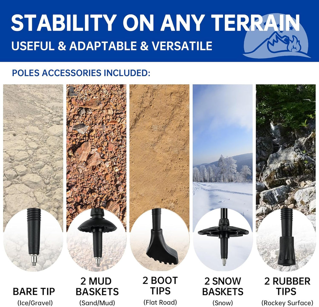 Collapsible Trekking Poles for Hiking, Adjustable Aluminum Walking Sticks