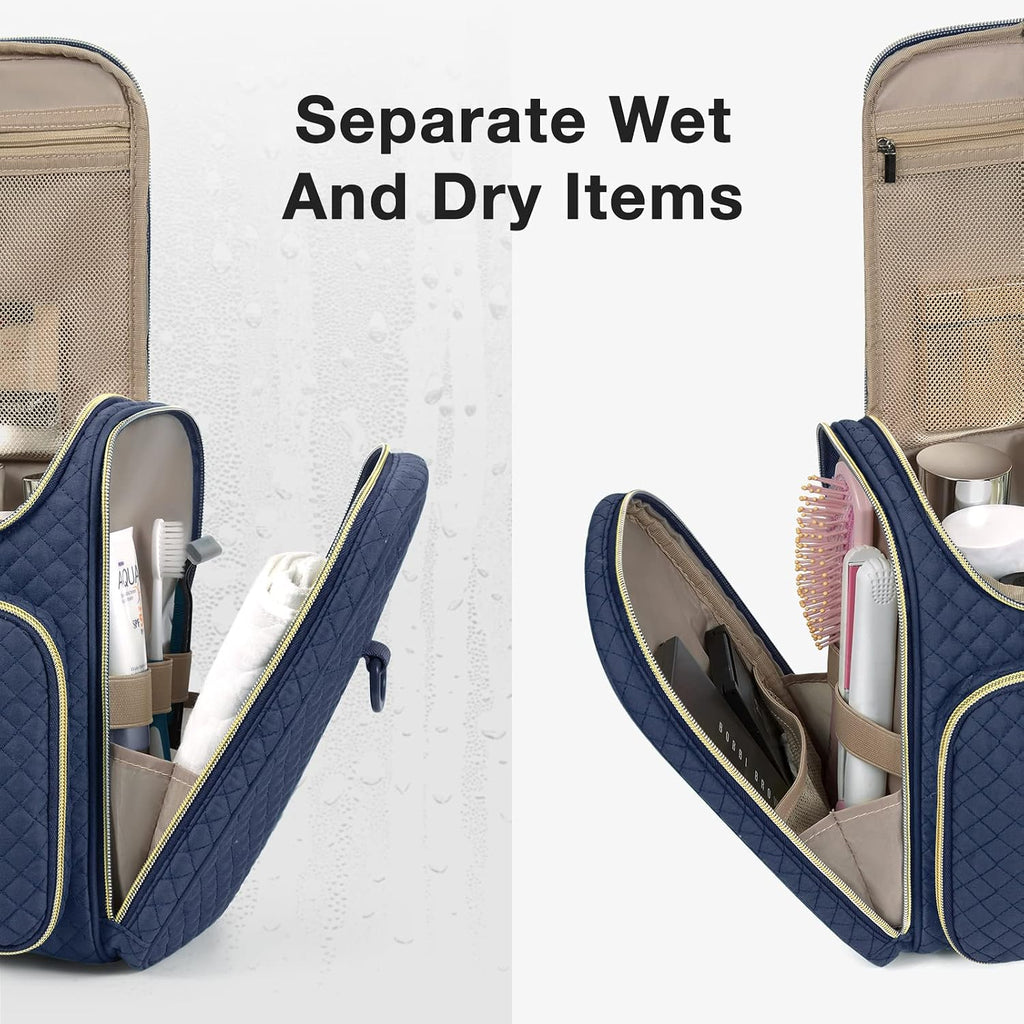 BAGSMART Women's Travel Toiletry Bag, Water-resistant Roomy, Navy Blue