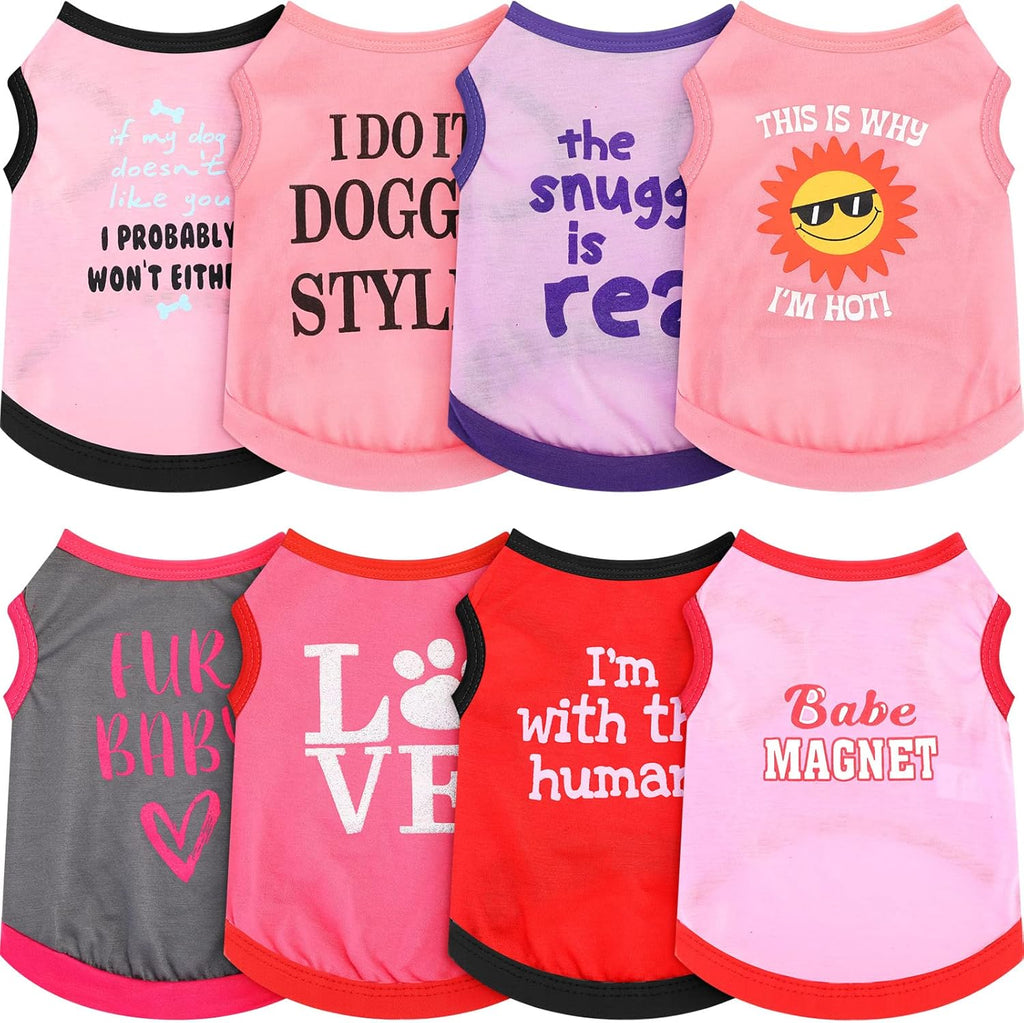 Reginary 8 Pcs Dog Shirts Girl Small Dog Clothes, Vivid Pattern, X-Small