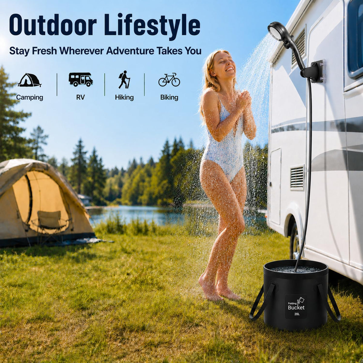Portable Shower for Camping, Rechargeable Camping Shower, Long Running Time