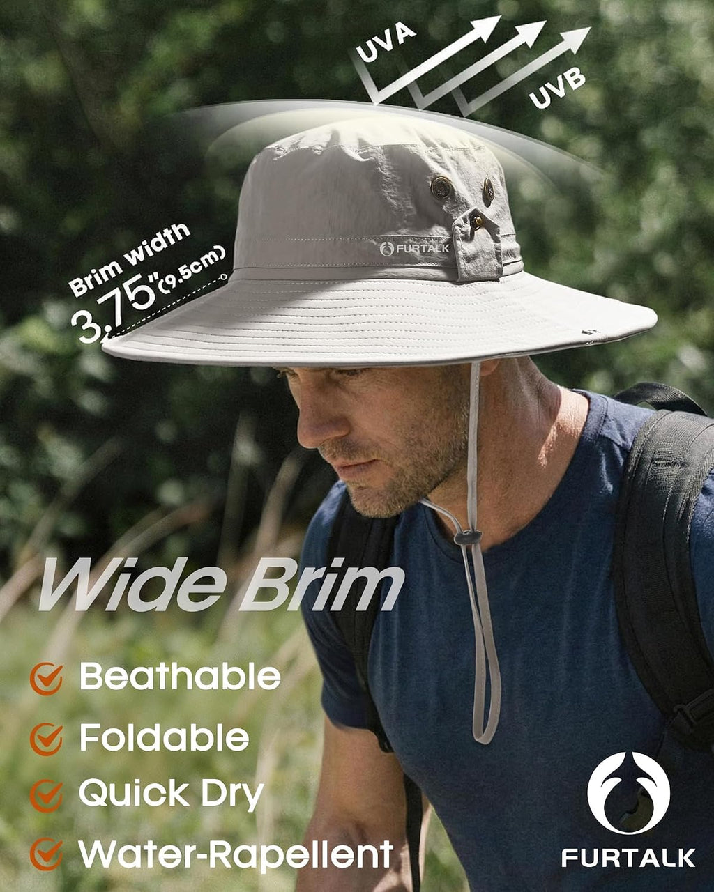 FURTALK Sun Hats for Men Fishing Hat UPF Protection Wide Brim Bucket Hat