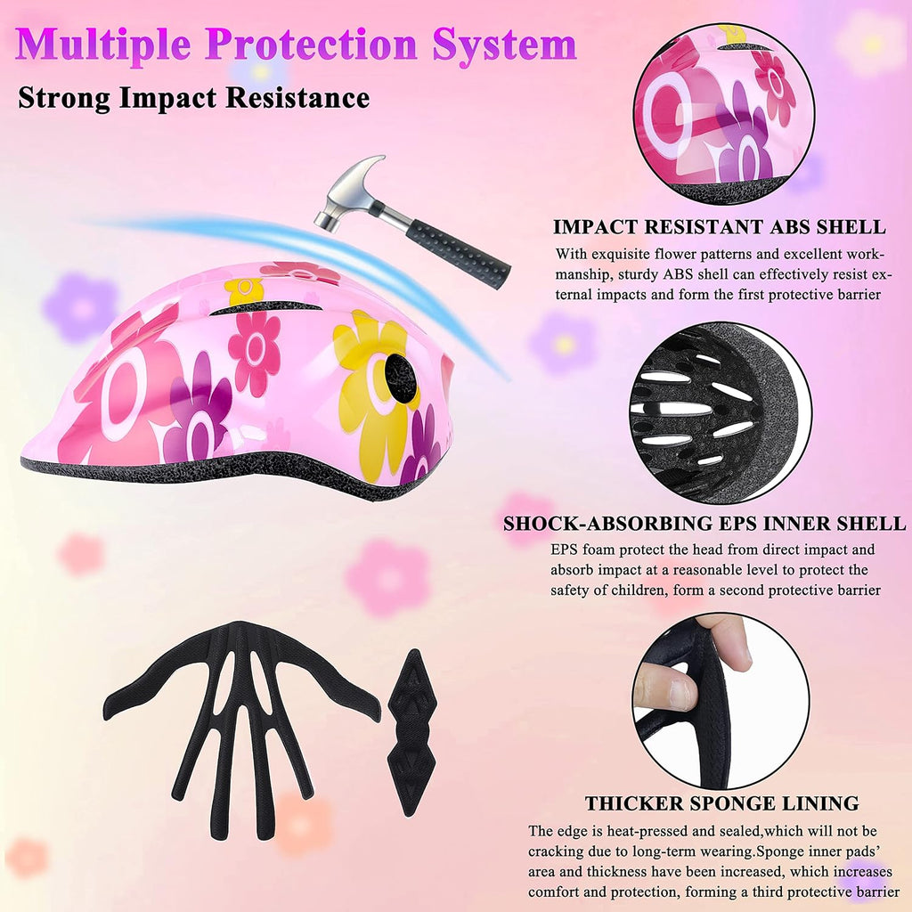 Lamsion Kids Helmet Adjustable Protective Gear Set for Ages 3-8 Girls Boys