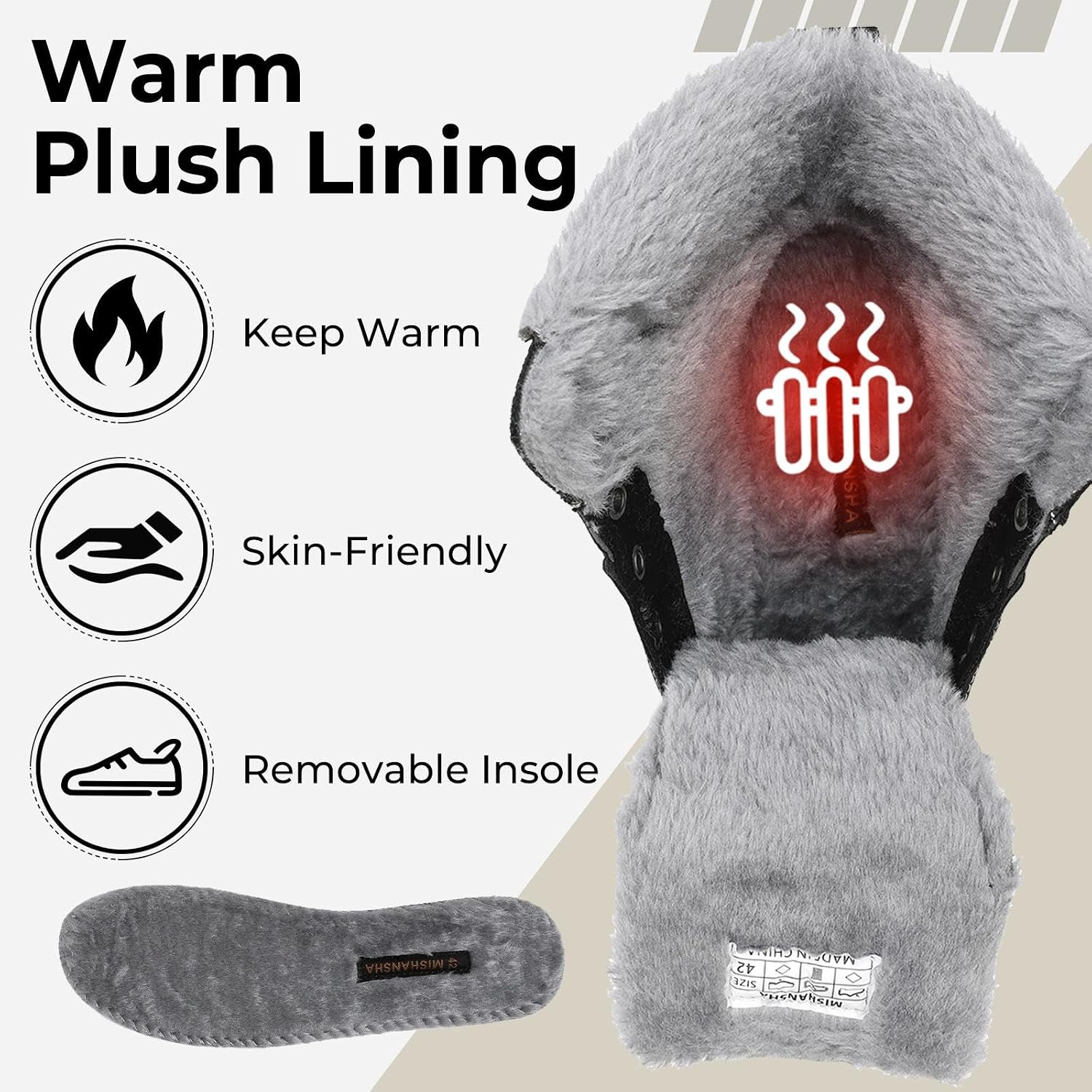Mishansha Men's Waterproof Snow Boots, Warm Winter Boots