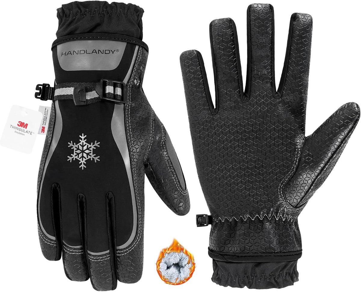 HANDLANDY Winter Work Gloves for Men Women, 3M Thinsulate Insulated Thermal Waterproof Skiing Hiking Cold Weather Gloves