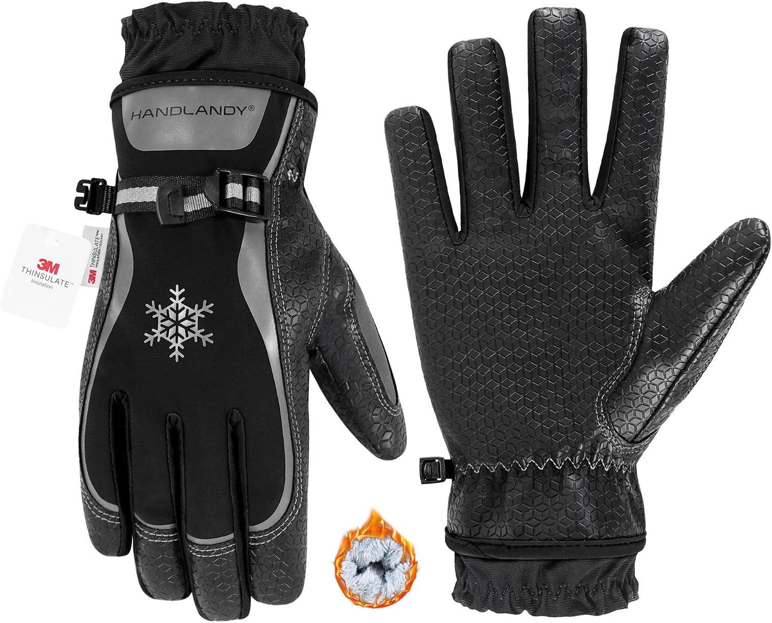 HANDLANDY Winter Work Gloves for Men Women, 3M Thinsulate Insulated Thermal Waterproof Skiing Hiking Cold Weather Gloves