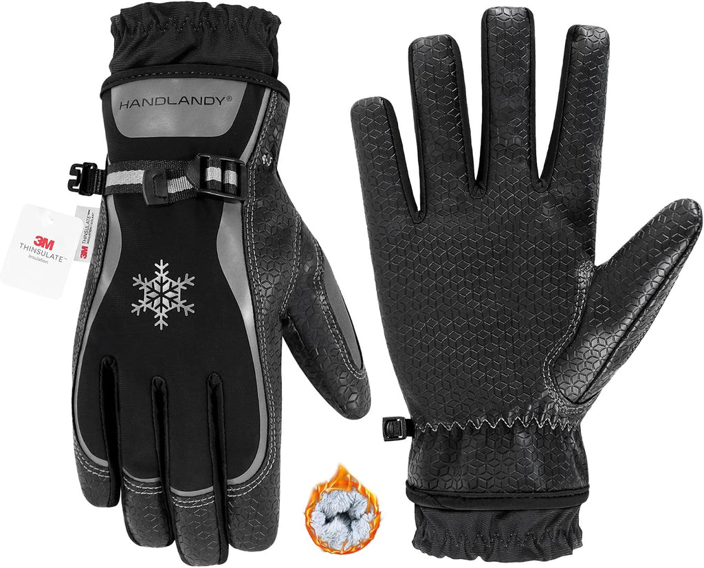 HANDLANDY Winter Work Gloves for Men Women, 3M Thinsulate Insulated Thermal Waterproof Skiing Hiking Cold Weather Gloves