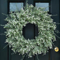 26" Large Artificial Eucalyptus Wreath for Front Door Decor (White-Green)
